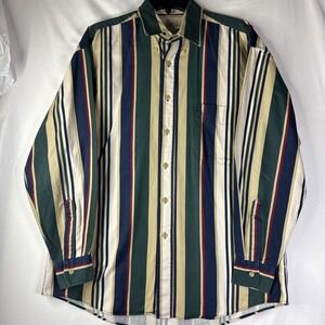 Natural Issue Long Sleeve Shirt Medium 100% Cotton Button Down Striped
